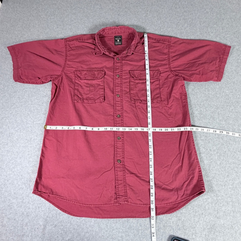Redhead Mens Large Red Short Sleeve Button Down Cotton Work Shirt